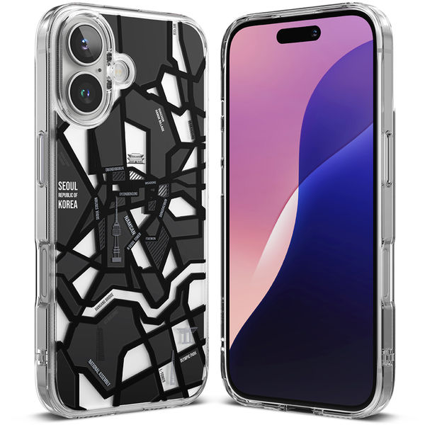 Ringke - Fusion Design - iPhone 16 - Seoul Map Black