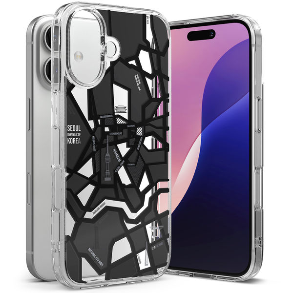Ringke - Fusion Design - iPhone 16 - Seoul Map Black