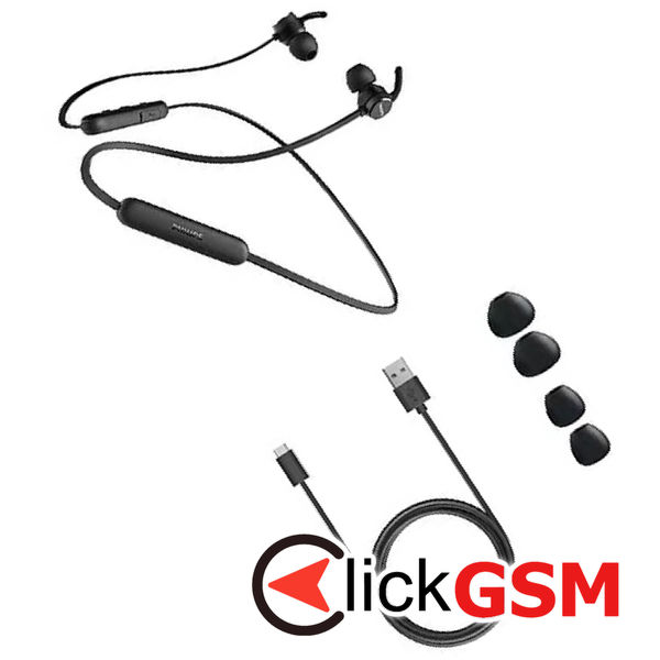 Philips - Bluetooth Earphones (TAE1205BK/00) - for Sport, Bluetooth 5.1, Microphone, In-ear, IPX4 - Black