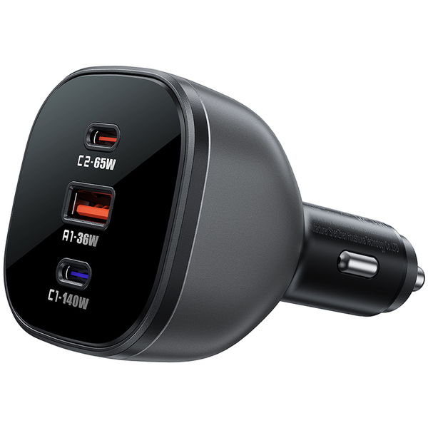 Acefast - Car Charger (B14) - 2x USB-C, USB, 165W, Fast Charging, Intelligent Temperature Control - Black