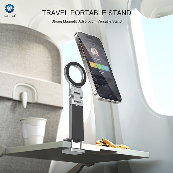 Lito - Travel Phone Holder (LH01) - Foldable, 360° rotation, One-Hand Operation Design - Grey