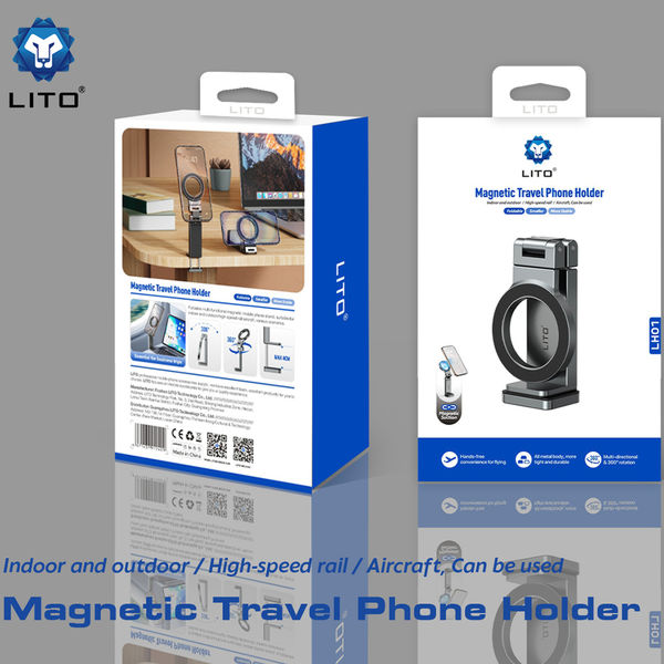 Lito - Travel Phone Holder (LH01) - Foldable, 360° rotation, One-Hand Operation Design - Grey
