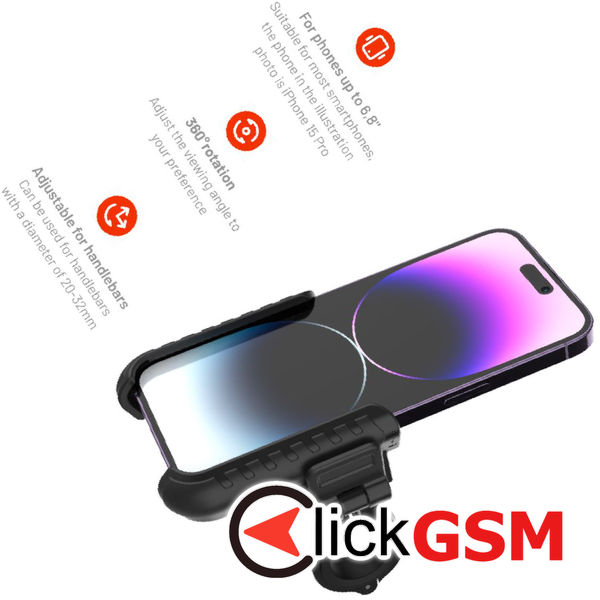 Fixed - Bike Holder (FIXBIP-BK) - Flexible Silicone, 360° Rotation - Black