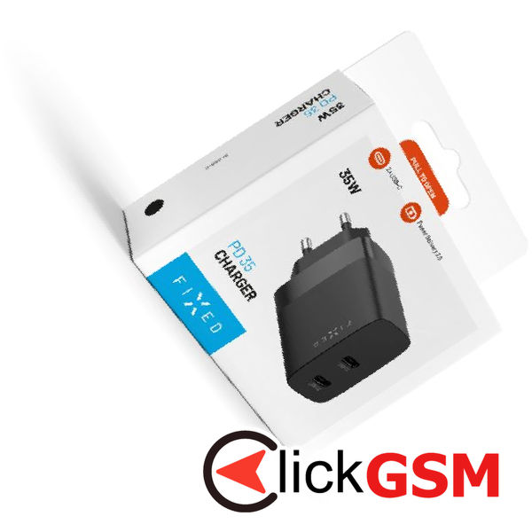 Fixed - Wall Charger (FIXC35-2C-BK) - 2x Type-C, Power Delivery 3.0, 35W - Black
