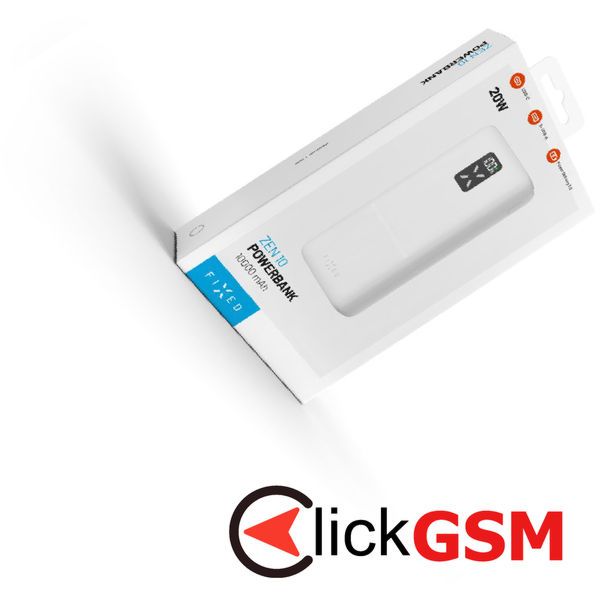 Fixed - Power Bank Zen 10 (FIXZEN-10-WH) - 2x USB, Type-C, 20W, 10000mAh, with LCD Display - White