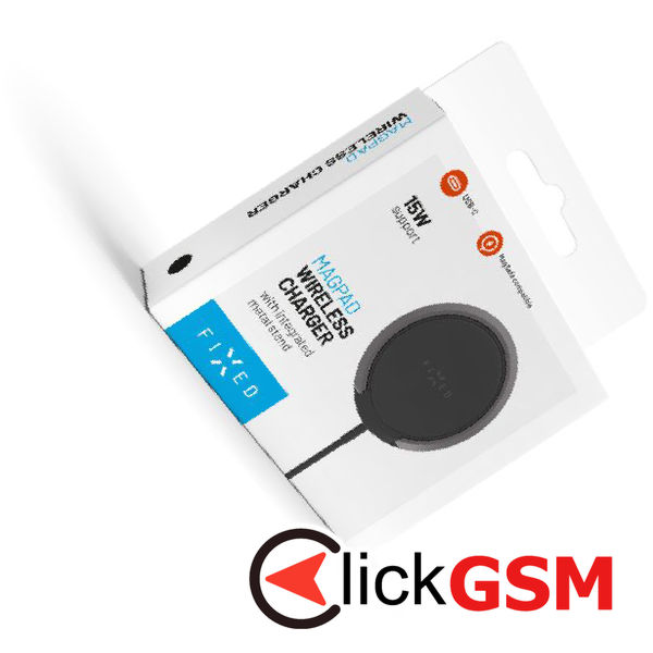 Fixed - Magnetic Wireless Charger (FIXMPAD2-BK) - with Ring Holder, Universal, MagSafe, 15W, USB-C Cable, 1.2m - Black