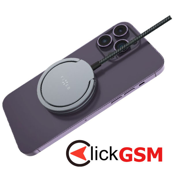 Fixed - Magnetic Wireless Charger (FIXMPADP-GR) - Ring Holder, Universal, MagSafe, Qi2, 15W, USB-C, 1.2m Nylon Cable - Gray