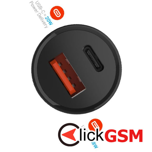 Fixed - Car Charger (FIXCC20N-CU-BK) - USB, Type-C, 20W, PD3.0, 12V/24V, Universal - Black