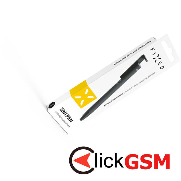 Fixed - Stylus Pen (FIXPEN-BK) - for Phones and Tablets, 3 in 1, Compact Size - Black
