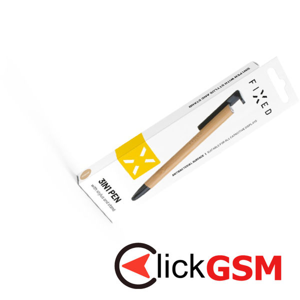 Fixed - Stylus Pen (FIXPEN-BA) - for Phones and Tablets, 3 in 1, Compact Size - Brown