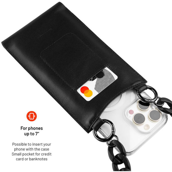 Fixed - Universal Shoulder Bag Venezia Leather (FIXVEN-BK) - for Mobile Phones 7 - Black