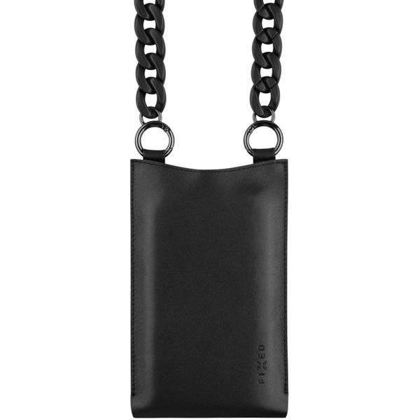 Fixed - Universal Shoulder Bag Venezia Leather (FIXVEN-BK) - for Mobile Phones 7 - Black