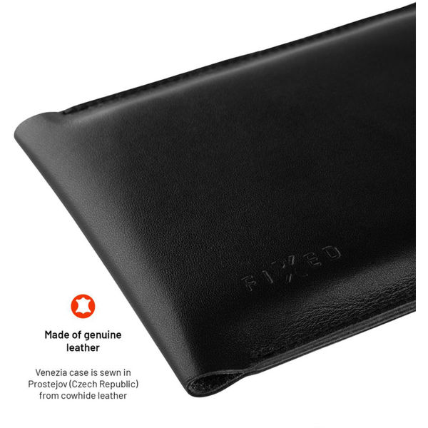 Fixed - Universal Shoulder Bag Venezia Leather (FIXVEN-BK) - for Mobile Phones 7 - Black