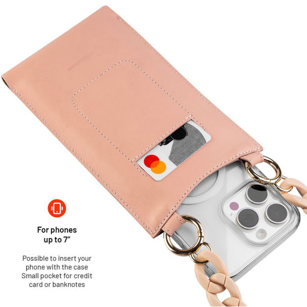 Fixed - Universal Shoulder Bag Venezia Leather (FIXVEN-PPI) - for Mobile Phones 7 - Pink