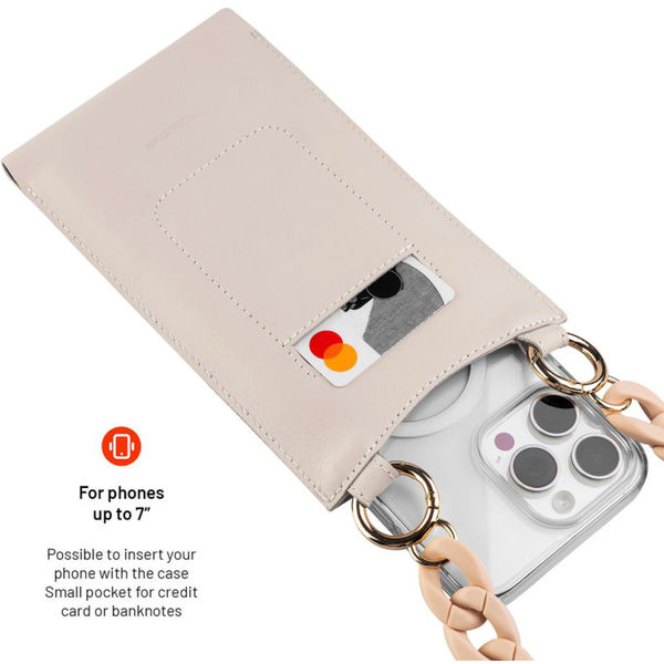 Fixed - Universal Shoulder Bag Venezia Leather (FIXVEN-CR) - for Mobile Phones 7 - Cream