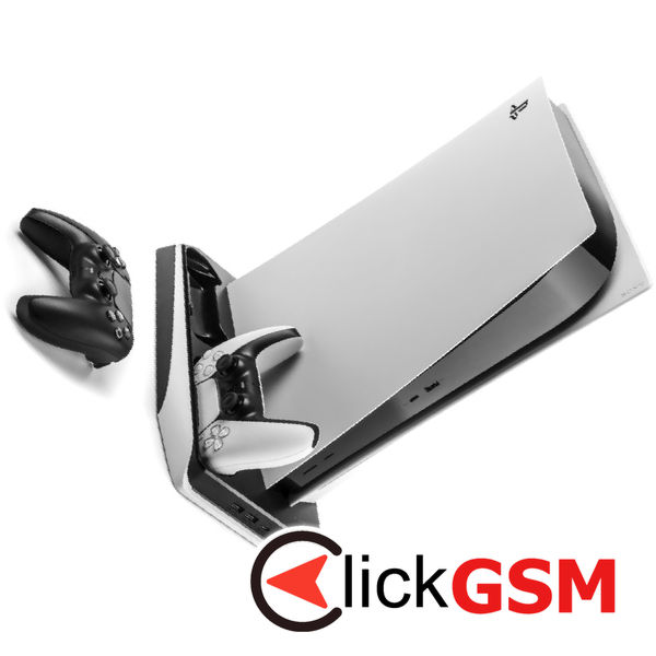 Fixed - Stand and Cooling Station (FIXPS5-MCS-BW) - for PS5, 2x Charging Docks, 2x USB, Touch Control, Pull-out File - Black