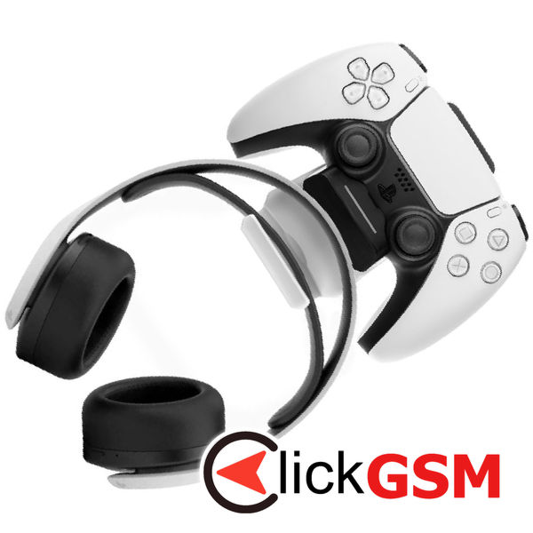 Fixed - Wall Stand (FIXPS5-HCD-BW) - for PS5 Controller and Headphones, with Charging Dock, LED, Triple Protection - Black