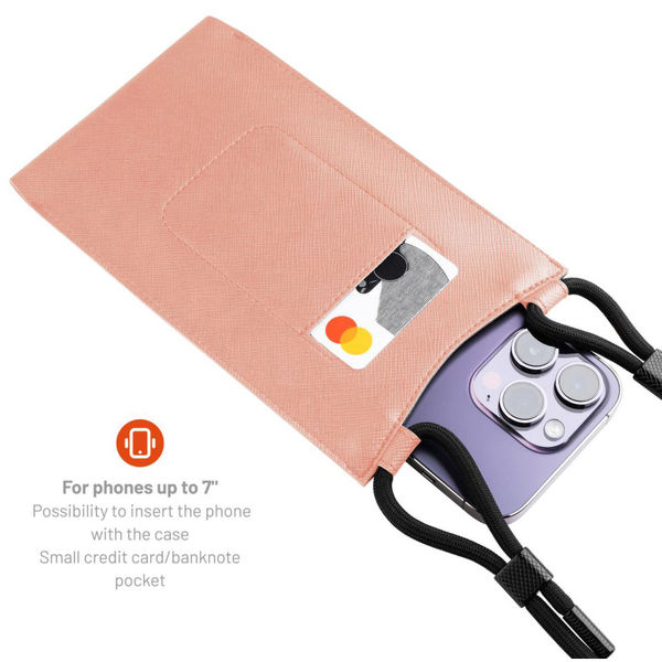 Fixed - Universal Shoulder Bag Verona (FIXVER-PEA) - for Mobile Phones 7 - Peach
