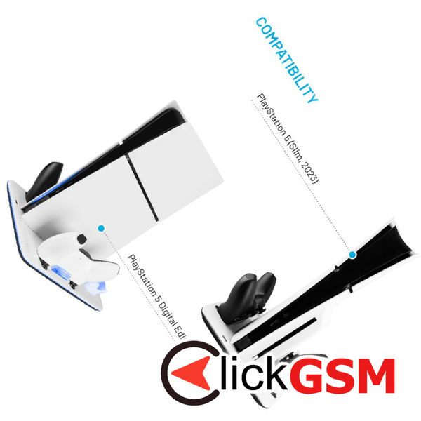 Fixed - Multifunctional Station (FIXPS5S-MCS-BW) - for PS5 Slim, 2x Charging Docks, 3 Cooling Levels, Games Organizer - White