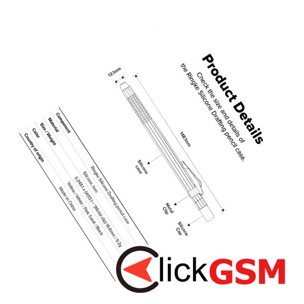 Ringke - Silicone Drafting Pencil Case - for Apple Pencil, Easy to Attach, Metal Holder Clip, Durable Elasticity - Yellow