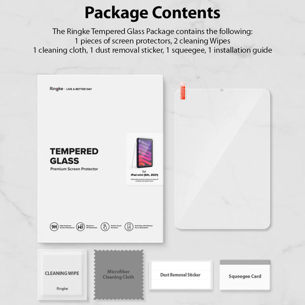 Ringke - Tempered Glass Screen Protector - iPad mini 6 (2021) / iPad mini 7 (2024) - Clear