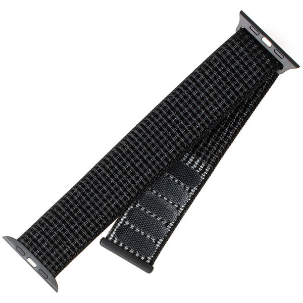 Fixed - Nylon Strap 32mm - Apple Watch 1/2/3/4/5/6/7/8/9/10/SE/SE 2 (38/40/41/42mm) - Reflective Black
