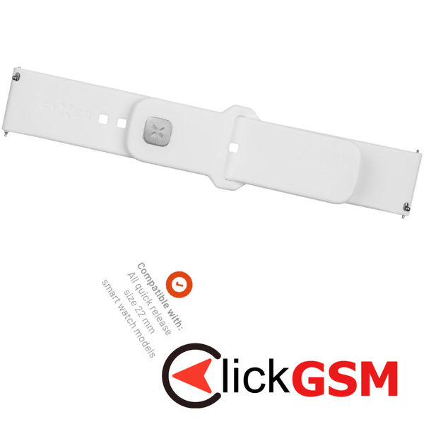 Fixed - Silicone Sporty Strap Set 22mm - Huawei Watch GT 2 (46mm)/GT 2 Pro/GT 3 Pro (46mm)/Ultimate, Xiaomi Watch S1 - White