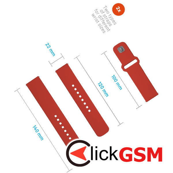 Fixed - Silicone Sporty Strap Set 22mm - Huawei Watch GT 2 (46mm)/GT 2 Pro/GT 3 Pro (46mm)/Ultimate, Xiaomi Watch S1 - Red