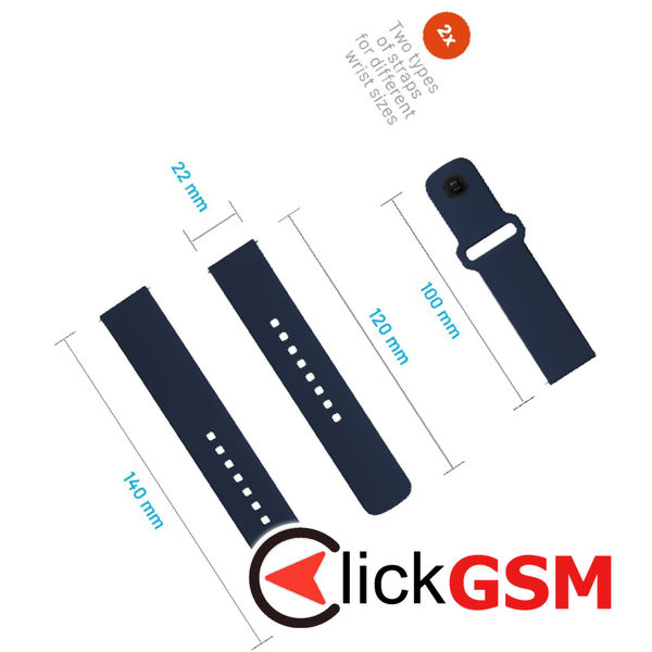 Fixed - Silicone Sporty Strap Set 22mm - Huawei Watch GT 2 (46mm)/GT 2 Pro/GT 3 Pro (46mm)/Ultimate, Xiaomi Watch S1 - Blue