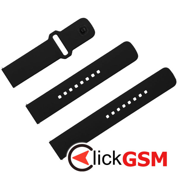 Fixed - Silicone Sporty Strap Set 20mm - Samsung Galaxy Watch 4/5/Active 2, Huawei Watch GT 3 (42mm)/GT 3 Pro (43mm) - Black