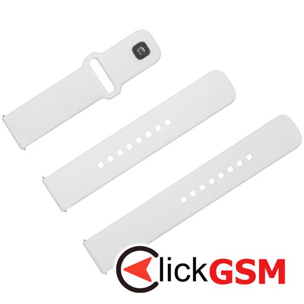 Fixed - Silicone Sporty Strap Set 20mm - Samsung Galaxy Watch 4/5/Active 2, Huawei Watch GT 3 (42mm)/GT 3 Pro (43mm) - White