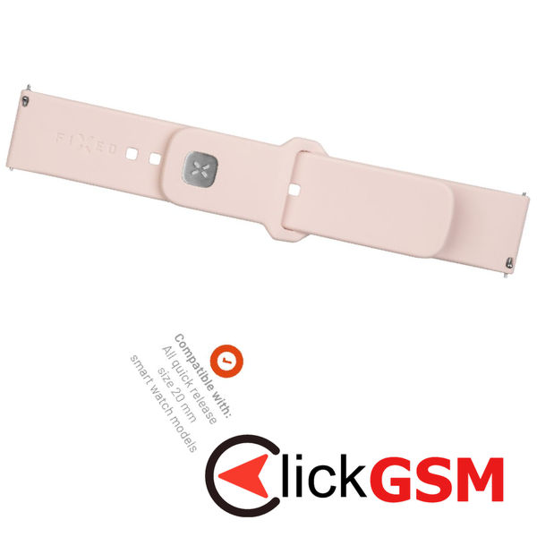 Fixed - Silicone Sporty Strap Set 20mm - Samsung Galaxy Watch 4/5/Active 2, Huawei Watch GT 3 (42mm)/GT 3 Pro (43mm) - Pink