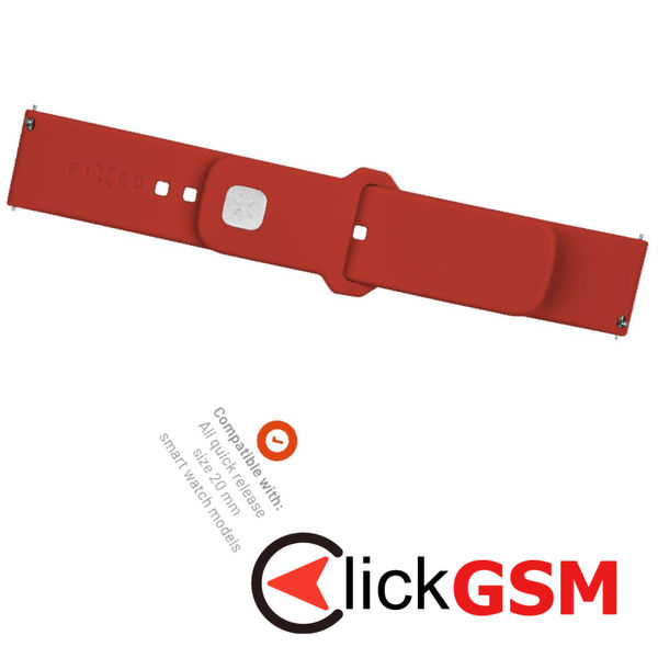 Fixed - Silicone Sporty Strap Set 20mm - Samsung Galaxy Watch 4/5/Active 2, Huawei Watch GT 3 (42mm)/GT 3 Pro (43mm) - Red