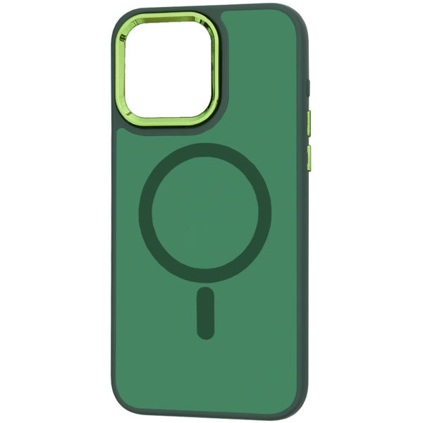 Techsuit - HaloFrost MagSafe Series (Green Camera Frame) - iPhone 15 Pro Max - Midnight Green