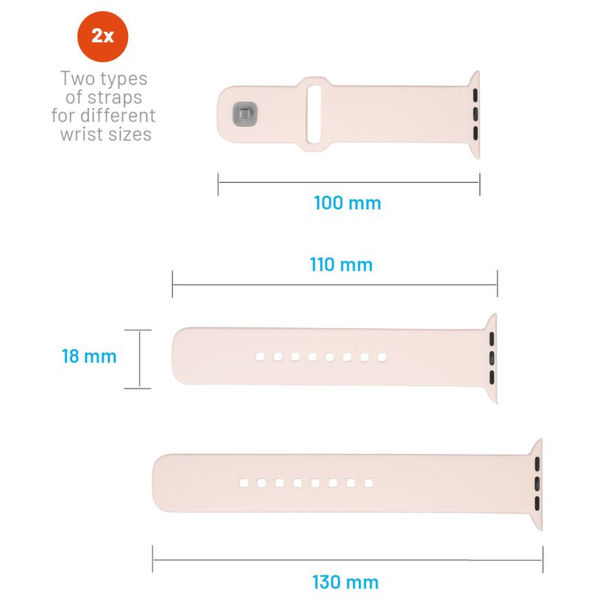 Fixed - Silicone Sporty Strap Set 32mm - Apple Watch 1/2/3/4/5/6/7/8/9/10/SE/SE 2 (38/40/41/42mm) - Pink
