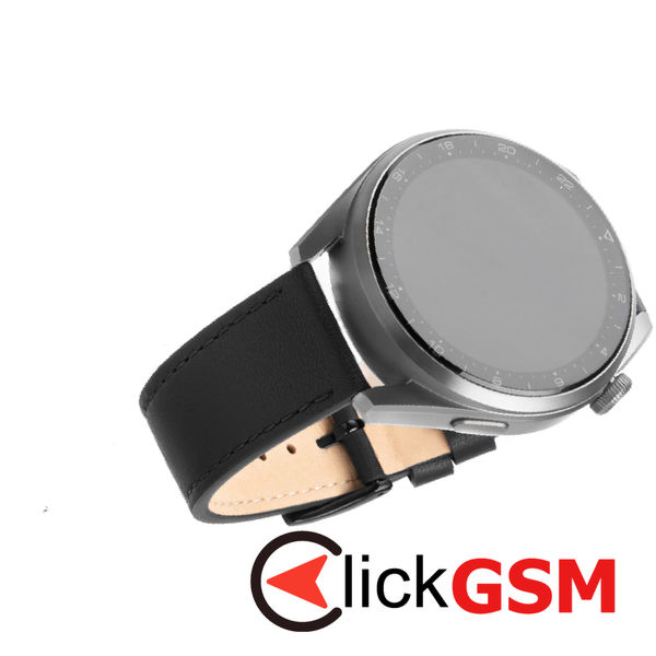 Fixed - Leather Strap 20mm - Samsung Galaxy Watch 4/5/Active 2, Huawei Watch GT 3 (42mm)/GT 3 Pro (43mm) - Black