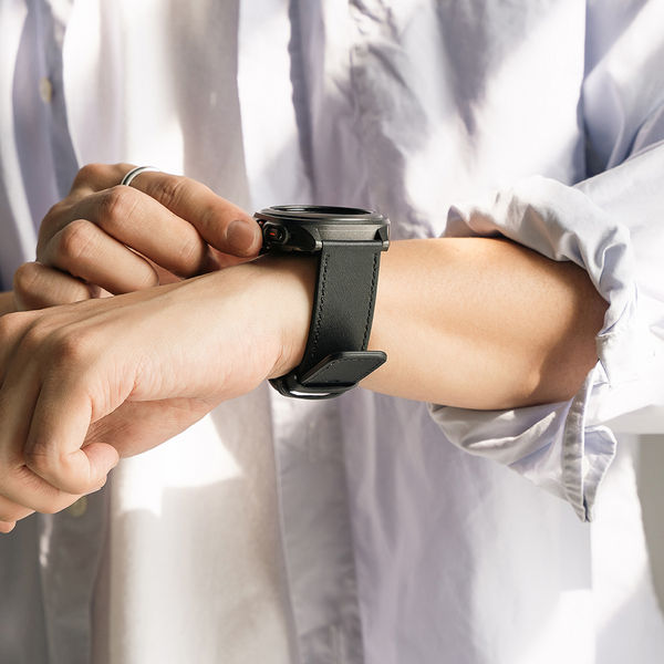 Ringke - Leather One Basic Bold 24mm - Fossil Hybrid / Mobvoi TicWatch Pro 5 / Suunto 9 / Suunto 9 Baro / Suunto D5 - Black