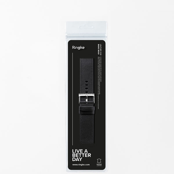 Ringke - Leather One Basic Bold 24mm - Fossil Hybrid / Mobvoi TicWatch Pro 5 / Suunto 9 / Suunto 9 Baro / Suunto D5 - Black
