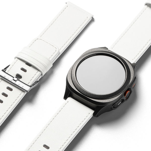 Ringke - Leather One Basic Bold 24mm - Fossil Hybrid / Mobvoi TicWatch Pro 5 / Suunto 9 / Suunto 9 Baro / Suunto D5 - White