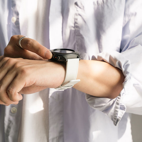 Ringke - Leather One Basic Bold 24mm - Fossil Hybrid / Mobvoi TicWatch Pro 5 / Suunto 9 / Suunto 9 Baro / Suunto D5 - White