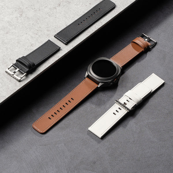 Ringke - Leather One Basic Bold 24mm - Fossil Hybrid / Mobvoi TicWatch Pro 5 / Suunto 9 / Suunto 9 Baro / Suunto D5 - White