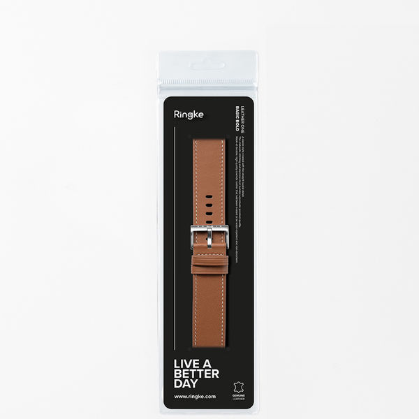 Ringke - Leather One Basic Bold 24mm - Fossil Hybrid / Mobvoi TicWatch Pro 5 / Suunto 9 / Suunto 9 Baro / Suunto D5 - Brown