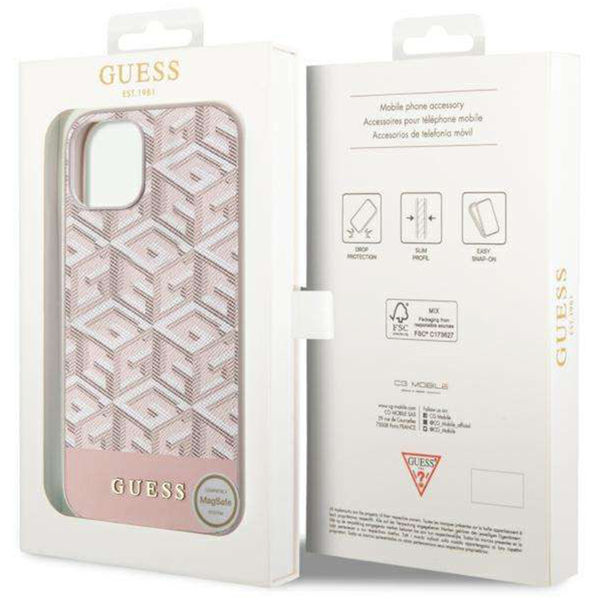 Guess - GCube Stripes MagSafe (GUHMP14SHGCFSEP) - iPhone 14 - Pink