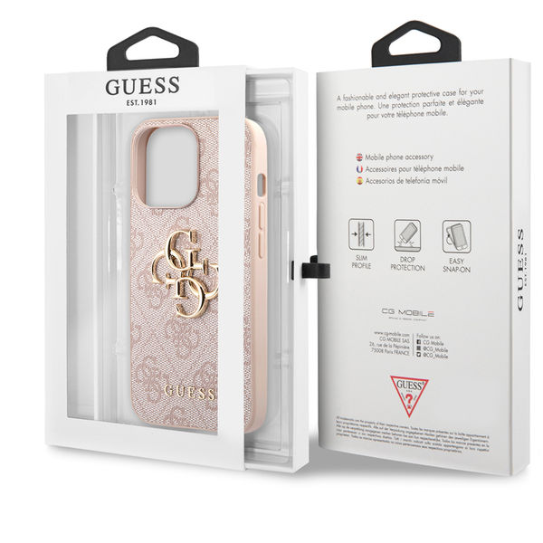 Guess - Leather 4G Metal Logo (GUHCP13L4GMGPI) - iPhone 13 Pro - Pink