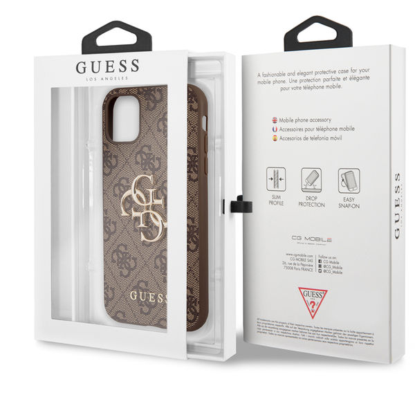 Guess - Hardcase 4G Big Metal Logo (GUHCN614GMGBR) - iPhone 11 - Brown