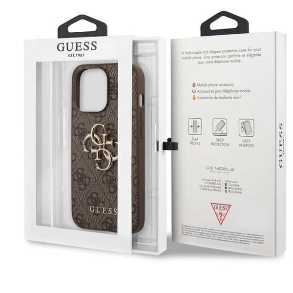 Guess - Hardcase 4G Big Metal Logo (GUHCP13L4GMGBR) - iPhone 13 Pro - Brown