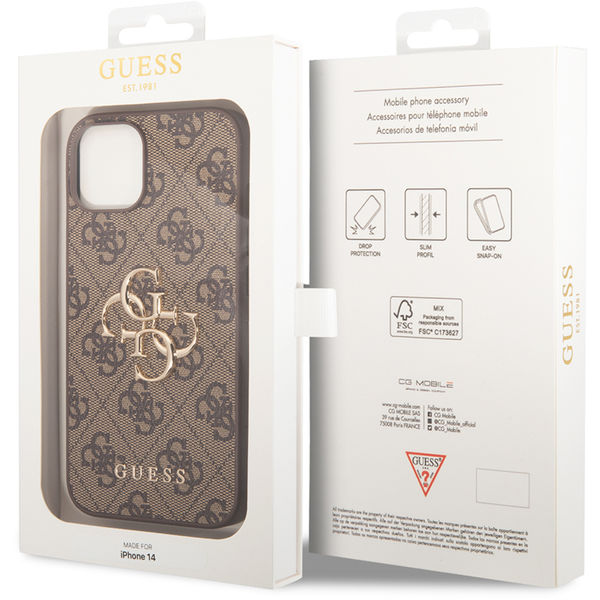 Guess - Hardcase 4G Big Metal Logo (GUHCP14S4GMGBR) - iPhone 14 - Brown