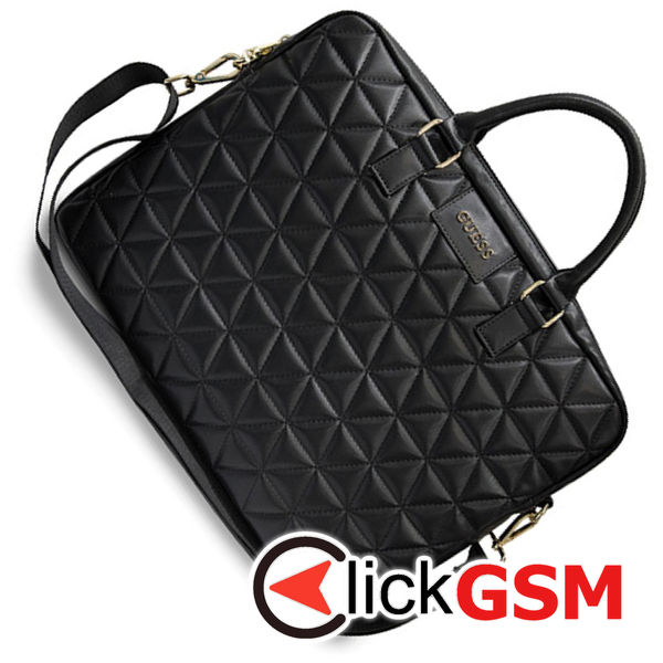 Guess - Computer Bag Quilted (GUCB15QLBK) - 15-16, Design with Mosaique Pattern, Detachable Shoulder Strap, Adjustable - Black