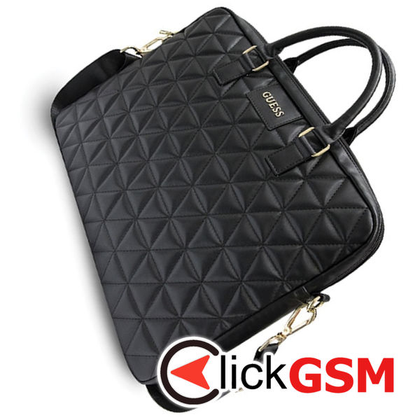 Guess - Computer Bag Quilted (GUCB15QLBK) - 15-16, Design with Mosaique Pattern, Detachable Shoulder Strap, Adjustable - Black