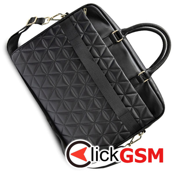 Guess - Computer Bag Quilted (GUCB15QLBK) - 15-16, Design with Mosaique Pattern, Detachable Shoulder Strap, Adjustable - Black